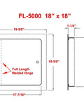 Diagram of 18x18 Universal Steel Flush Access Panel Door With Screwdriver Latch Beefy Heavy Duty Built Tough White Prime Coat Finish
