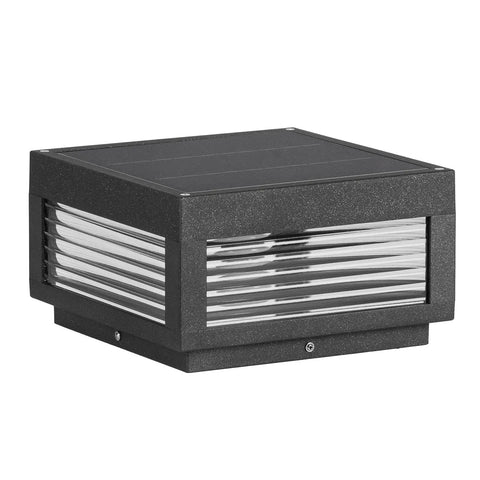 Solar Post Lights 9.84 Inch Pillar Lamps IP54 Waterproof Modern Column Lighting Dusk To Dawn 3000K LED Square Lanterns