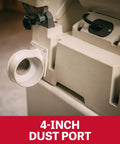 Four inch dust port on Six Inch Fortyeight Belt And Twelve Inch Disc Sander Combo for efficient dust collection.