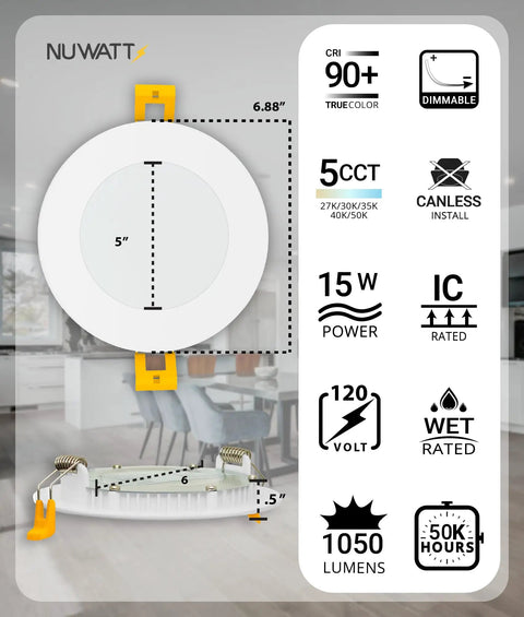 Top Shelf Six Inch Canless Recessed Ceiling Lights With Flip Switch Color Changing And Butter Smooth Dimming For 2700K To 5000K Tunable Glow In A No Mess Six Pack