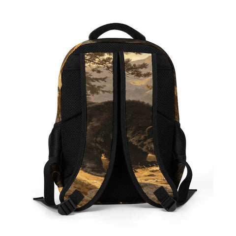 Back view of Wild Bear Printed Unisex Backpack Large Capacity For School Hiking And Travel Durable Polyester Daypack