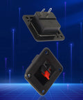 Speaker Terminal Block 2 Position PCB Mount Connector Clamp Set 6 Pack For Amplifier Projects, displayed front and side view.