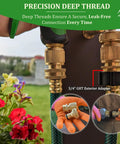 Heavy Duty Brass Hose Quick Connect Fittings 3/4-Inch Garden Hose Quick Disconnect Set connected to hose outdoors