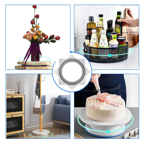 Multiple uses of Ten Pack Square Lazy Susan Turntable Plate 6 Inch Beefy Heavy Duty 500 Lb Capacity for serving trays, crafts.