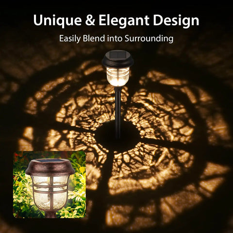 Six Pack RGBW Solar Pathway Lights Outdoor With Auto On Off IP65 Waterproof LED garden path lights casting shadows