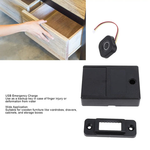 Biometric Fingerprint Cabinet Lock Keyless Entry for Drawers and Wooden Cabinets Ultra Fast 0.5 Second Unlock components displayed