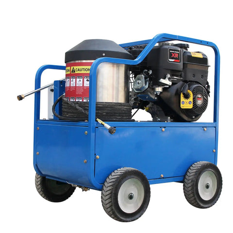 Side view of Hot Water Pressure Washer 4000 PSI 4 GPM Gas Powered With 420cc 13.5HP Engine And AR Pump Heavy Duty Commercial Washer