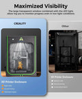 3D Printer Enclosure L Keeps Heat In And Quiet, Dustproof Shield With Large See Through Window And LED Lighting on display