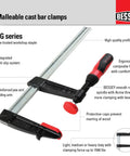 F Style Bar Clamp 7 Inch By 16 Inch With 1320 Pound Clamping Force Replaceable Pads Heavy Duty Woodworking Clamp description