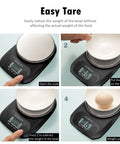 Easy tare function on Awesome Compact Digital Food Scale For Cooking And Baking Small Kitchen Scale In Grams And Ounces Stainless Steel Tare Function Backlit LCD Display Space Saving Black