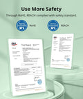 Test report documents demonstrating RoHS and REACH compliance for safety standards.