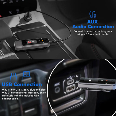 Car AUX connection for 64GB Type C USB MP3 Player With Bluetooth 5.3 Clip On Portable Music Player FM Radio And Voice Recorder For Running