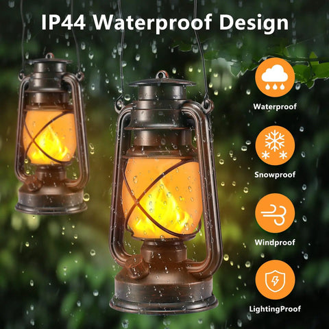 Two Pack Battery Powered LED Bronze Vintage Lanterns With Remote Control Dual Lighting Modes Flame Simulation And Ambient Glow