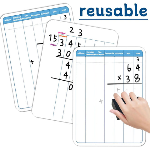24 Pack Double Sided Whiteboards For Kids Math Practice Multiplication And Division Cardboard Boards Portable Classroom Tools