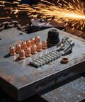 Pro Grade Torch Consumables Kit With Cutter Nozzles Electrodes Retaining Cap Insulating Cap And Washers, Heavy Duty Spare Parts For Fabrication Shops, Repair Garages, And Home Workshops on steel plate