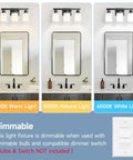 Straight Up Solid 3 Light Bathroom Vanity Lights With Square Frosted Glass Shades Matte Black Wall Sconces For Over Mirror Or Restroom That Looks Fly And Works Like A Charm showing different light settings.
