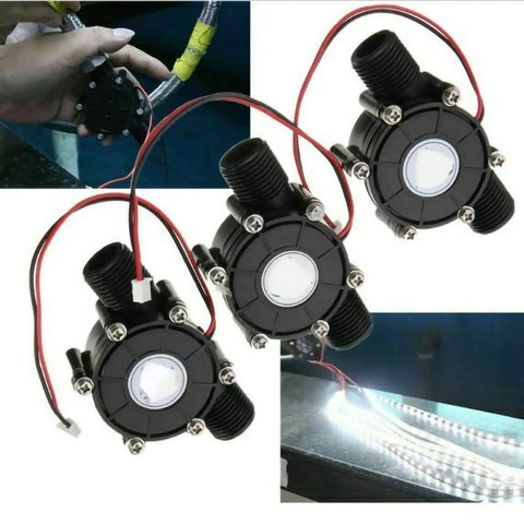 Portable Micro Hydro Generator For Off Grid Charging With 5V 12V And 80V DC Output Water Turbine Power Plant in use and components shown