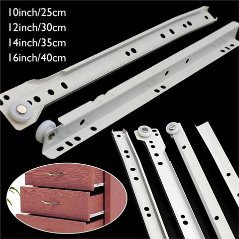 Beefy Heavy Duty Drawer Slides With Full Extension For Cabinets And Desks, 14 Inch tracks displayed with multiple angle views