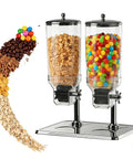 Top Shelf Stainless Steel Cereal Dispenser With Smooth Glide Dual Pump Airtight Dry Food Storage Tub For Coffee Beans Nuts And Bulk Munchies 16 Liter Commercial Grade pantry display with cereal and candy