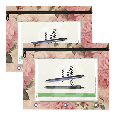 Floral Roses Zippered Coupon Binder Organizer For School Supplies Keeps Coupons Store Cards And Rebates In One Case Two-Pack