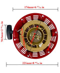 Recoil starter assembly for Tune Up Kit For Honda GX160 GX200 Small Engines 163cc 196cc Rebuild Kit with dimensions