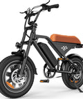 Badass 750W Electric Bike For Adults Smooth Daily Ride High Torque Black Commuter Ebike showcasing a black frame and orange seat.