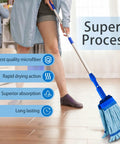 Grab These Top Shelf Microfiber Mop Refills For A Badass Clean Every Time Heavy Duty 400Gsm thick mop head in use on wood floor.