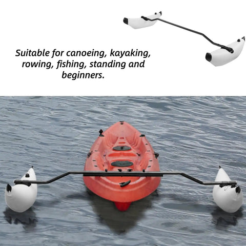 Go To Outrigger Stabilizer Kit For Kayaks And Canoes Lightweight Portable Paddling Accessory In White attached to red kayak