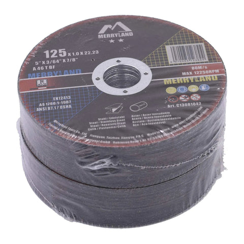 Merryland 5-inch metal cutting wheel; stainless steel/iron; 50-pack, angle grinder compatible