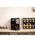 K-3500 Single Serve Commercial Coffee Maker For Busy Offices with cup tray and coffee pod holder on counter
