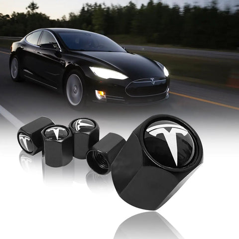 5 Pack Tire Valve Stem Caps For Tesla Model 3 S X Y, Leakproof Aluminum Chrome Caps With Rubber O Rings, Durable, Easy Install