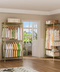 Kickass Heavy Duty Portable Closet Rack With Adjustable Metal Shelves Freestanding Clothes Organizer displaying colorful clothing in a bright room.