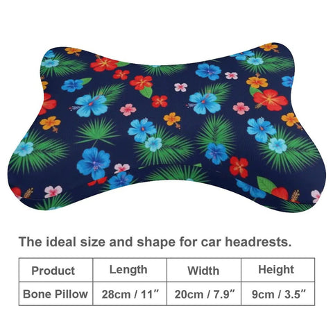 Travel And Office Memory Foam Neck Pillow With Washable Zippered Cover, Ergonomic Chin And Cervical Support Cushion, Tropical Hibiscus And Palm Print, Comfy For Plane, Car, Nap, Or Rest, bone pillow dimensions