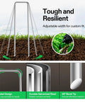 6 Inch Landscape Staples 100 Pack Heavy Duty Workhorse Galvanized Steel Garden Stakes 11 Gauge U Shaped Pins For Weed Barrier Fabric Soaker Hose And Fence Holding Durable Weather Resistant displayed with adjustable width and durable design features.