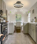 Invisible Ceiling Fan With Lights, 16-Inch Flush Mount With Remote, Low-Profile LED Light Kit in modern kitchen