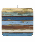 Blue Yellow Brown Wood Grain Dish Drying Mat For Kitchen Counter Absorbent Microfiber Quick Drying Machine Washable 16 By 18 Inches Abstract Art For Countertop