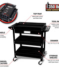 Heavy Duty Beast Of A 23 By 16 Inch 3 Shelf Utility Cart With Drawer Four Swivel Casters And Two Locking Casters Organizer Shelf