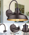 Infrared Motion Sensor Barn Lights Outdoor Wall Sconce Set For Farmhouse Exterior, Oil Rubbed Bronze, Weatherproof