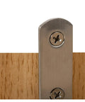 Heavy Duty L Shape Corner Brackets For Wood Furniture And Bedframes Keep Your Carpentry Tight With These Straight Up Stainless Steel 90 Degree Mounts In A Ten Pack close-up of stainless steel bracket attached to wood panel.