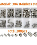 304 Stainless Steel Socket Head Hex Set Screw Kit Cup Point With Metric M3 M4 M5 M6 M8 400 Piece Divided Storage Case