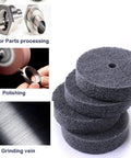 No Hassle Quick Swap Fiber Buffing Discs For Bench Grinder, 75mm pads for polishing stainless steel in use on a workpiece.