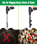 Planting Auger Drill Bit Set Four Pack Three Eighth Inch Hex Drive Garden showing use warning for roots and stone
