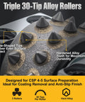 Triple 30-tip alloy rollers of 5 Inch Bush Hammer Plate For Stone And Concrete Coating Removal And Surface Roughening CSP 4 5