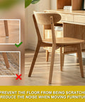 60 Pack White Nylon Furniture Sliders Round Floor Protectors under a wooden chair leg to prevent floor scratches.