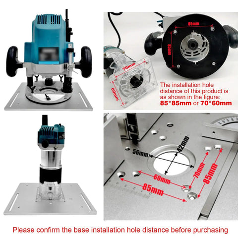 Premium Aluminum Alloy Router Table Insert Plate With Precision Slide Ruler And Twin Mounting Blocks For Rock Solid Woodworking Setups That Glide Smoothly On Every Project dimensions and installation details.