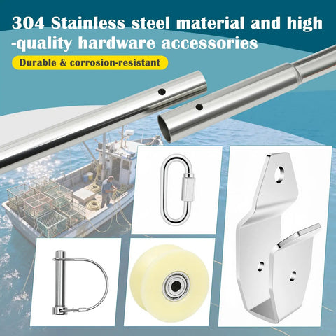 304 Stainless Steel hardware accessories for Rugged Pro Grade 800 Lb 304 Stainless Steel Crab Pot Puller Davit Rig.