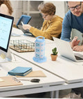 Dope Little Gamechanger Portable Power Strip With Fast Usb Charging Station and Extra Long Extension Cord on shared office table.