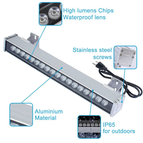 36W RGB Wall Washer Light IP65 Waterproof Outdoor LED Strip, aluminum body, high lumens, suitable for bridges and hotels