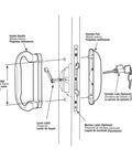 Diagram of Diecast White Patio Door Handle Set With Square Drive Center Lever Non Keyed Fits Roto And Similar Doors Reversible Handles