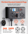 Handy Manual Ev Charger Switch That Plugs Right Into Nema 14 30 Or 14 50 Dryer Outlets For Level 2 Electric Vehicle Charging Up To 24 Amps At 240 Volts With Built In Circuit Breaker That Works Like A Charm showing NEMA 14-30 and NEMA 14-50 outlets.